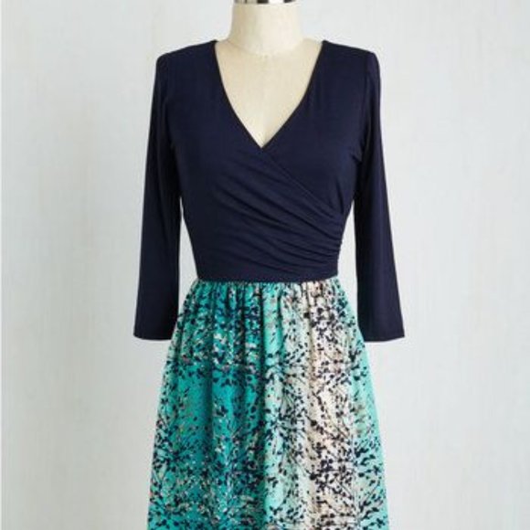 Modcloth Gilli Review From the Top Teal Fronds Dress - Picture 1 of 5
